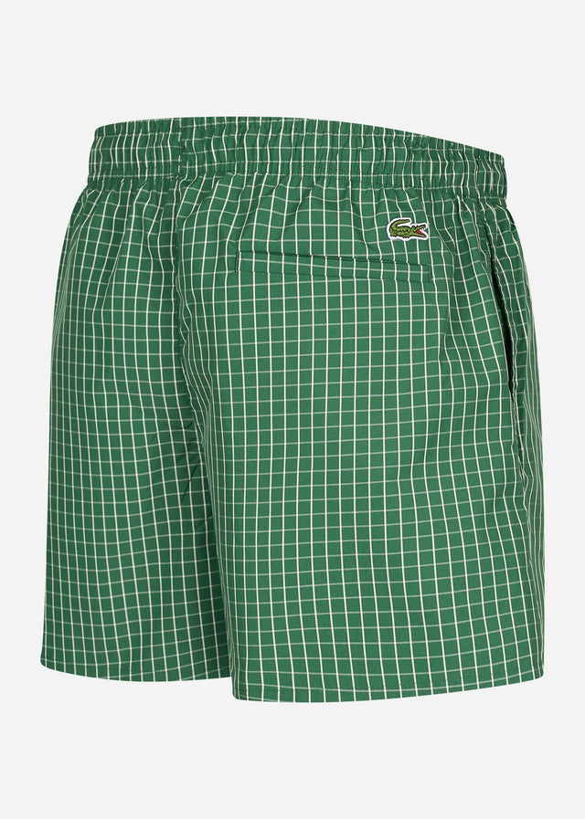 Lacoste Swimwear Checkered swimming trunks - green lapland