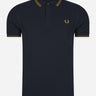 Fred Perry Polo's Twin tipped fred perry shirt - navy dark caramel