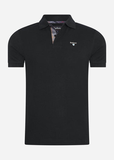 Barbour Polo's  Barbour tartan pique polo - black