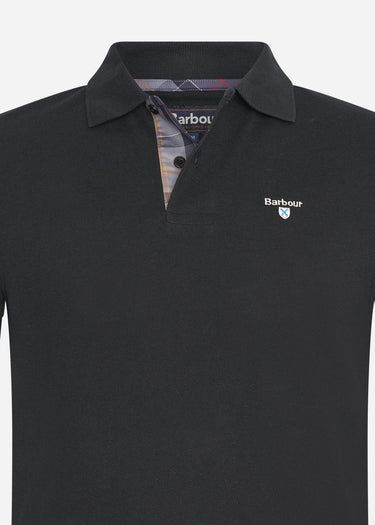 Barbour Polo's  Barbour tartan pique polo - black