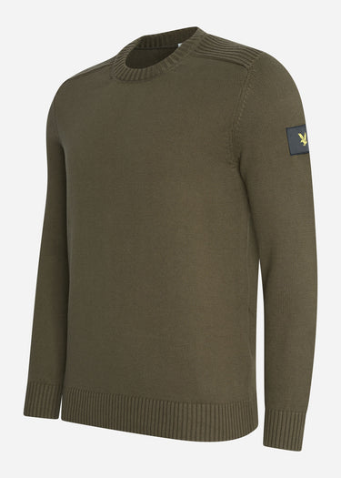 Lyle & Scott Truien Shoulder detail crew neck knit jumper - olive