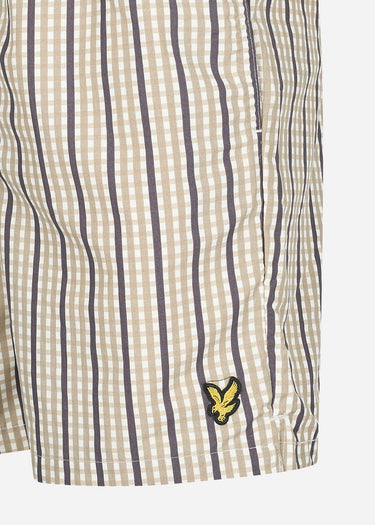 Lyle & Scott Zwembroeken  Gingham swim shorts - cold grey