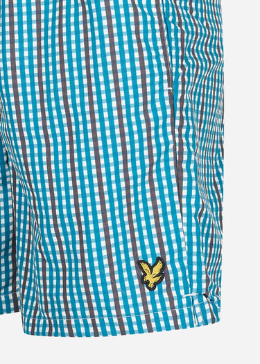 Lyle & Scott Zwembroeken  Gingham swim shorts - barrack blue