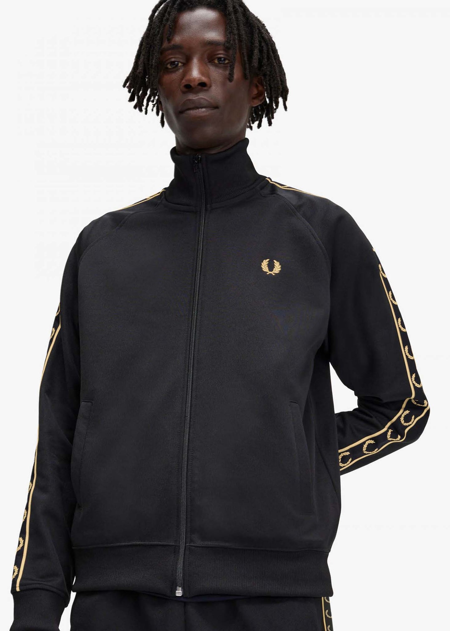Fred Perry Vesten Seasonal taped track jacket - black gold