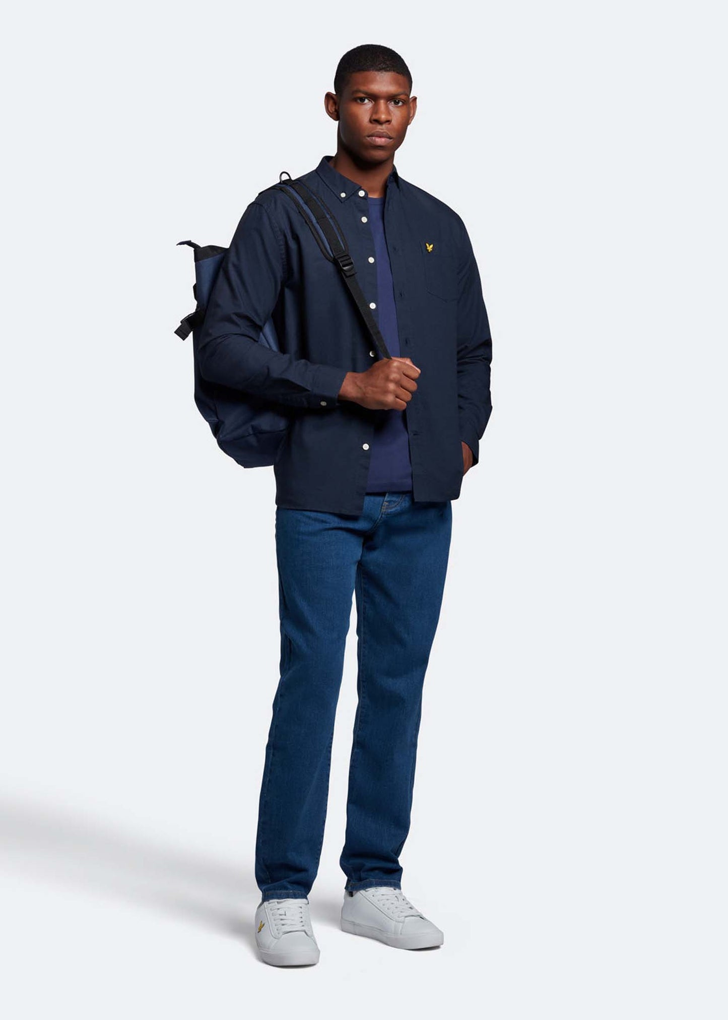 Lyle & Scott Overhemden Light weight oxford shirt - dark navy