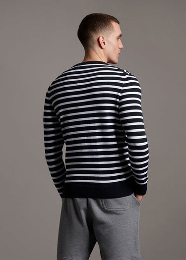 Lyle & Scott Truien  Breton stripe jumper - dark navy