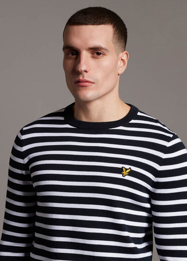 Lyle & Scott Truien  Breton stripe jumper - dark navy
