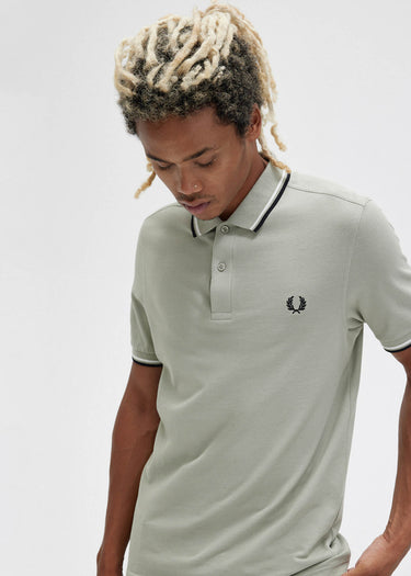Fred Perry Polo's Twin tipped fred perry shirt - seagrass snow white black