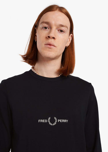 Fred Perry Longsleeve Tees  Graphic branding ls t-shirt - black