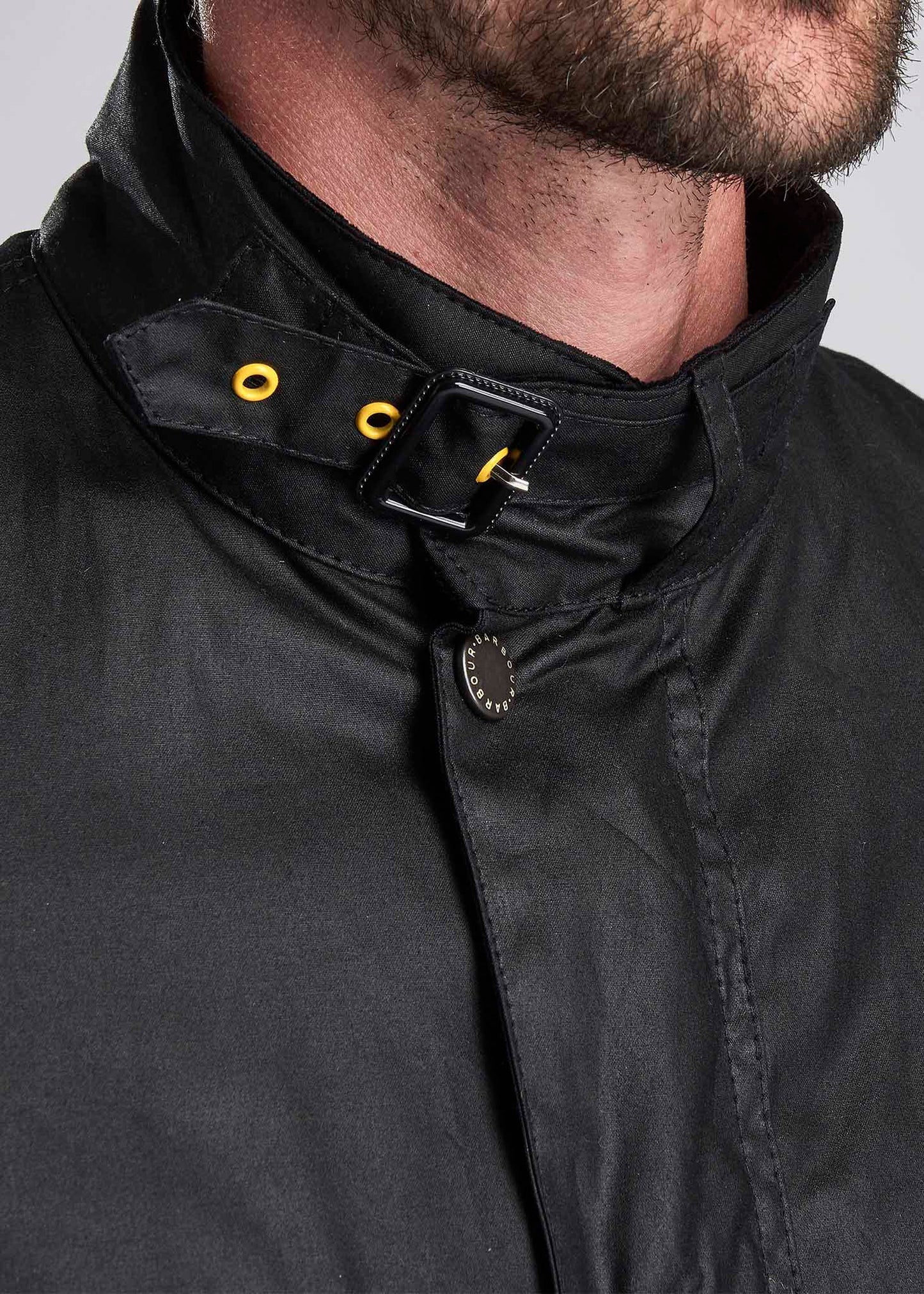 Slim international wax jacket - black