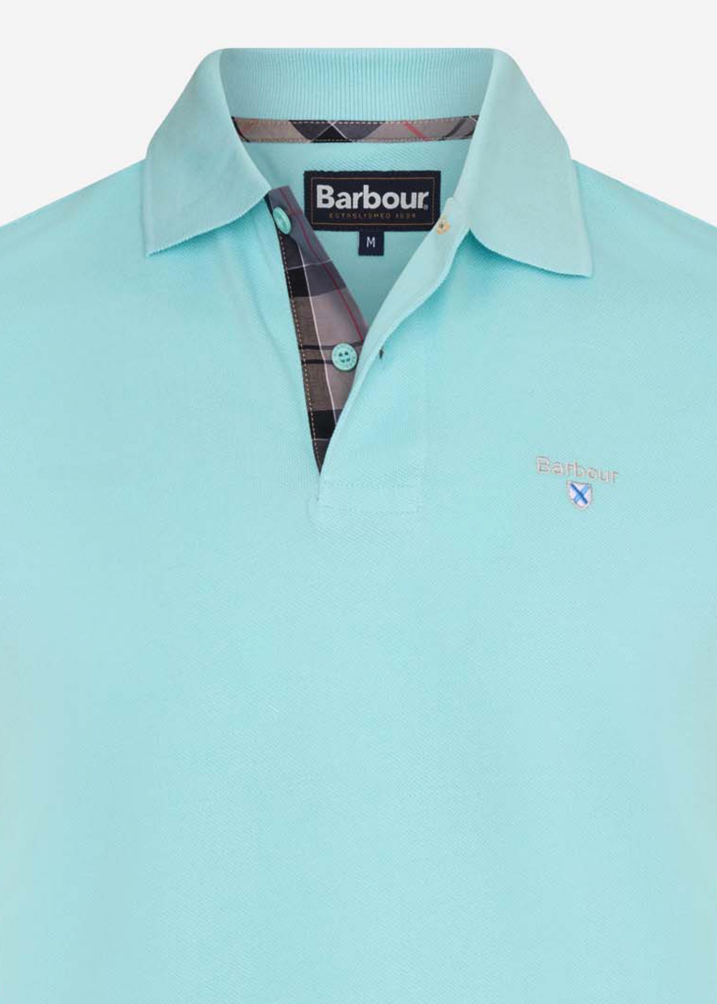 barbour tartan polo aqua marine