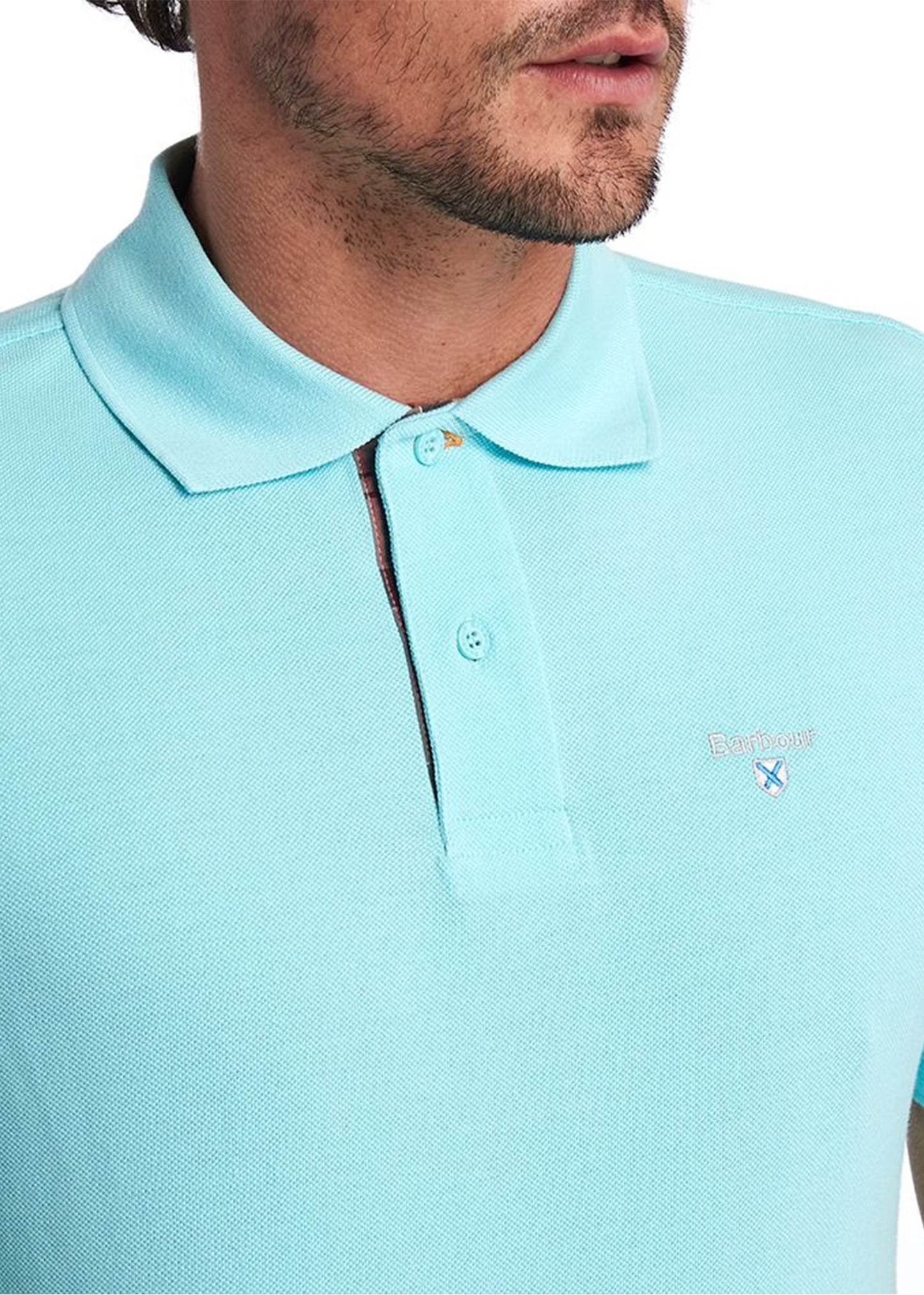 Barbour Polo's  Tartan pique polo - aqua marine 