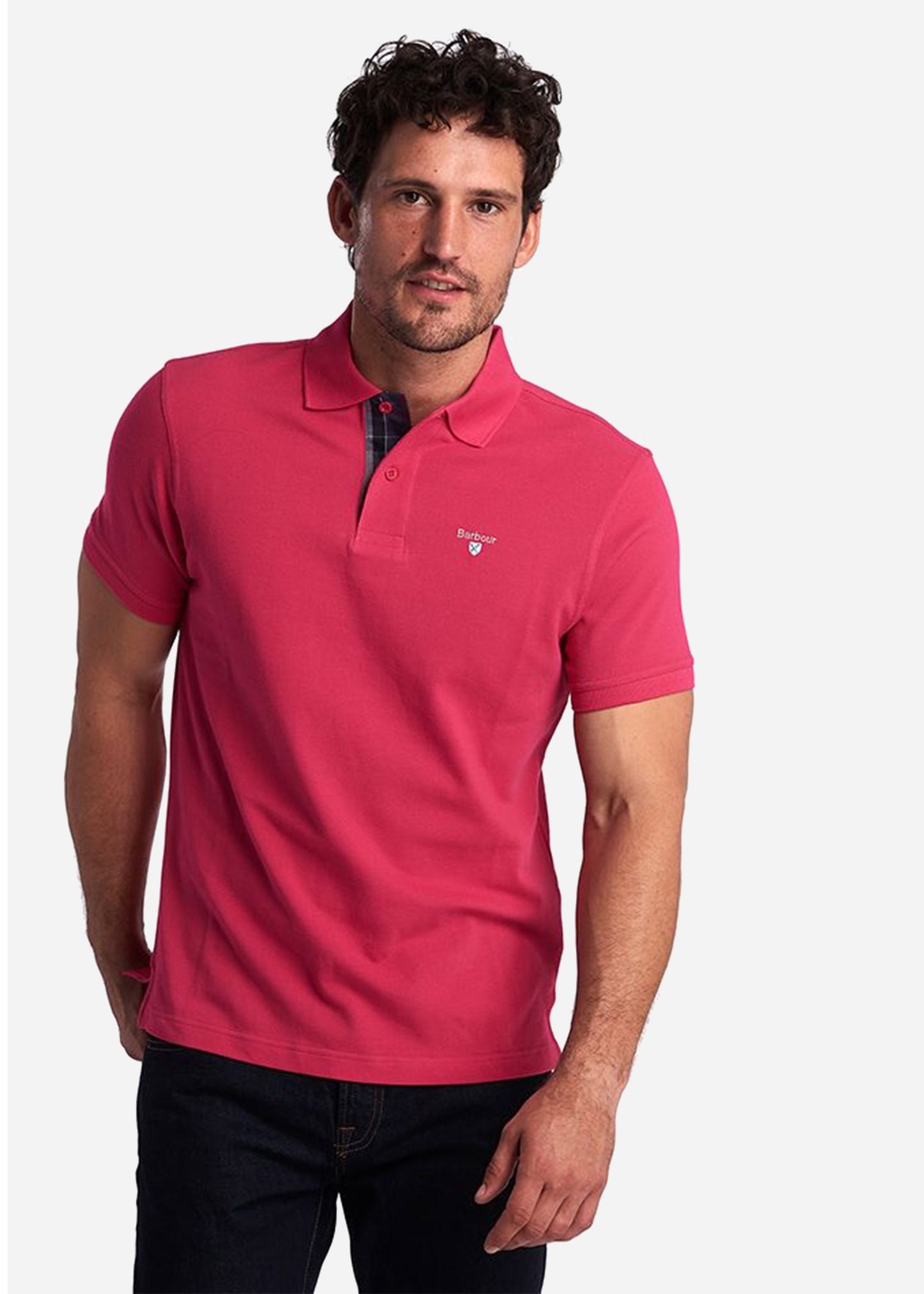 Tartan pique polo - fuschia