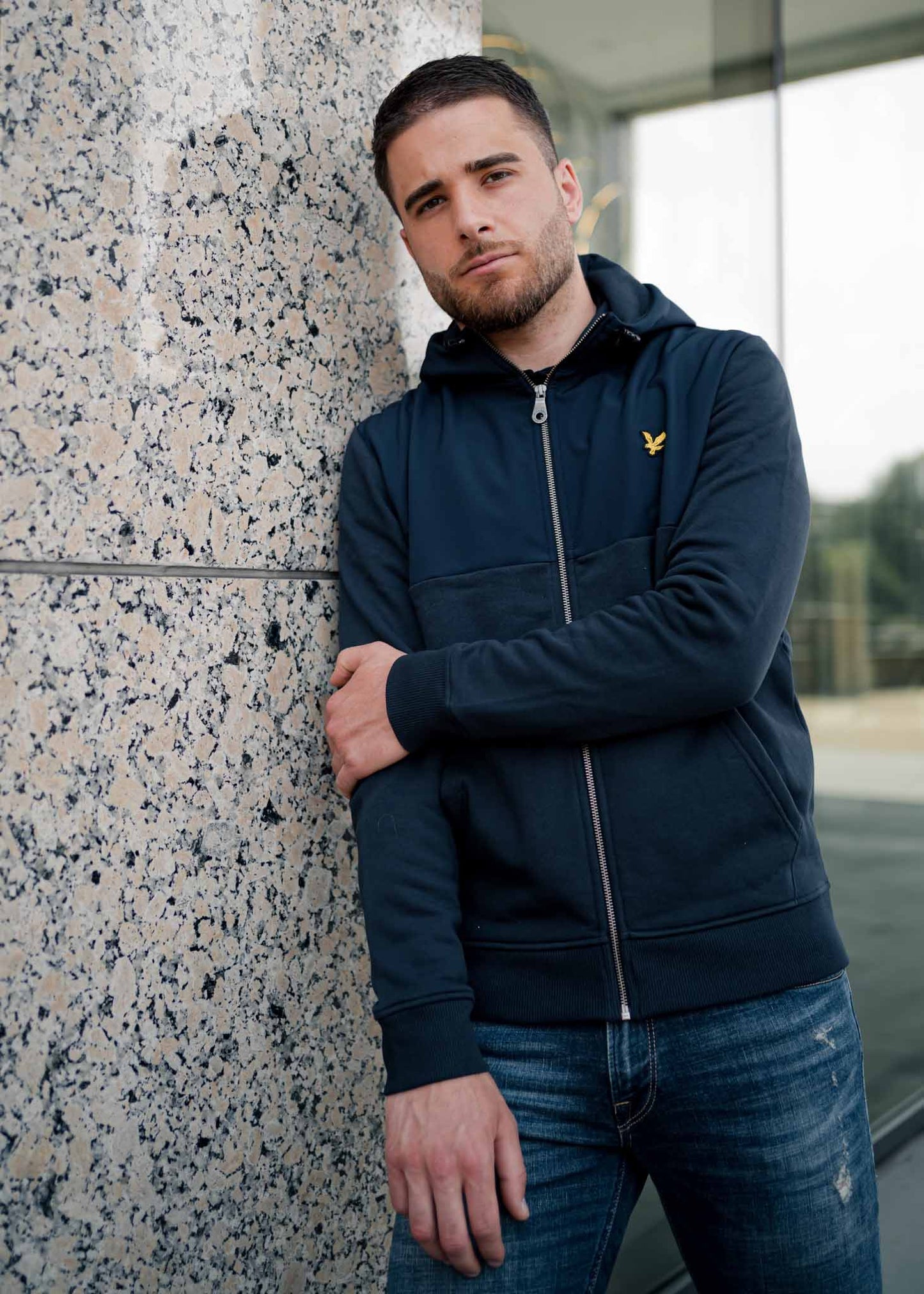 Softshell jersey zip hoodie - dark navy