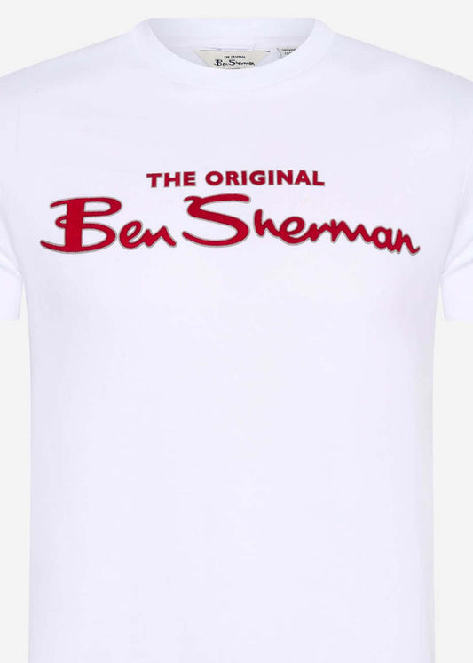 Ben Sherman T-shirts  Signature flock tee - white 