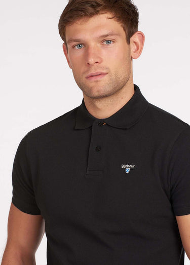 Barbour Polo's  Barbour tartan pique polo - black