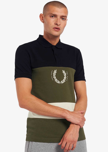 Fred Perry Polo's Printed colour block poloshirt - navy