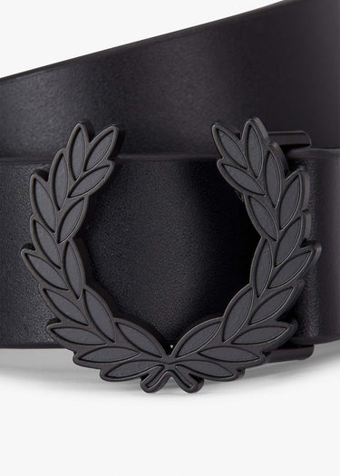 Fred Perry Gürtel Laurel wreath leather belt - black