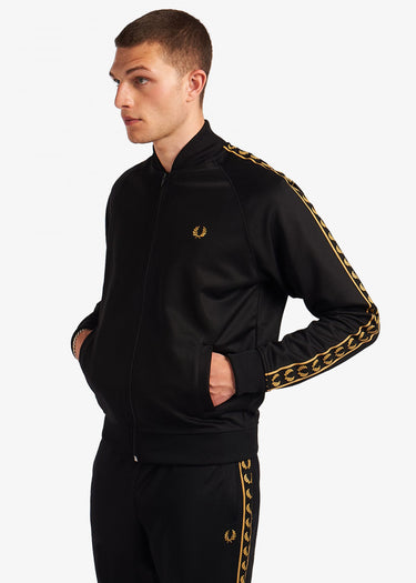 Fred Perry Vesten Gold tape bomber track jacket - black