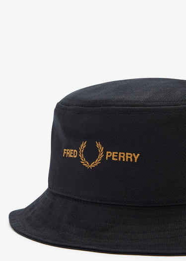 Fred Perry Bucket Hats Branded twill bucket hat - black