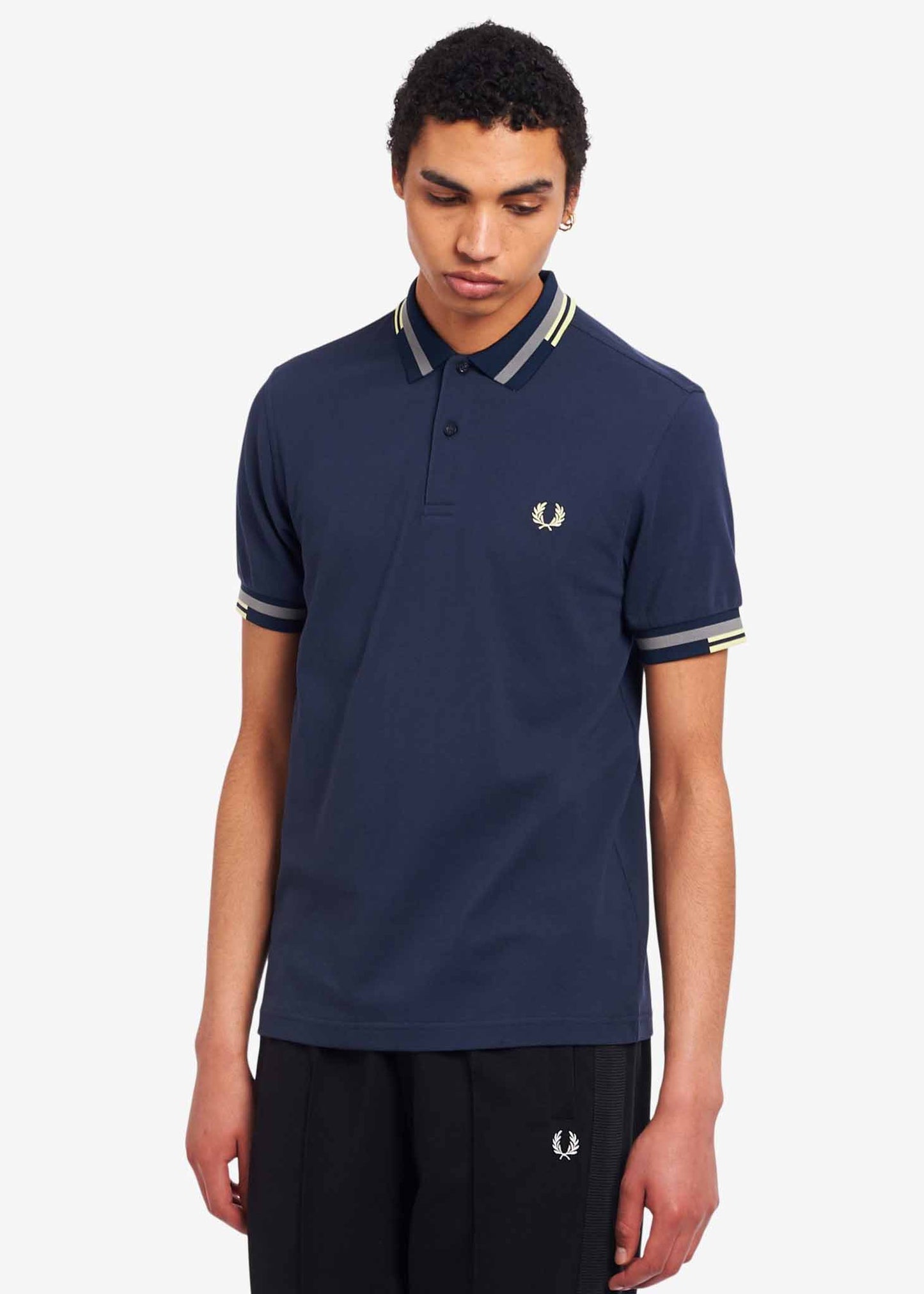 Abstract tipped polo shirt - dark airforce - Fred Perry