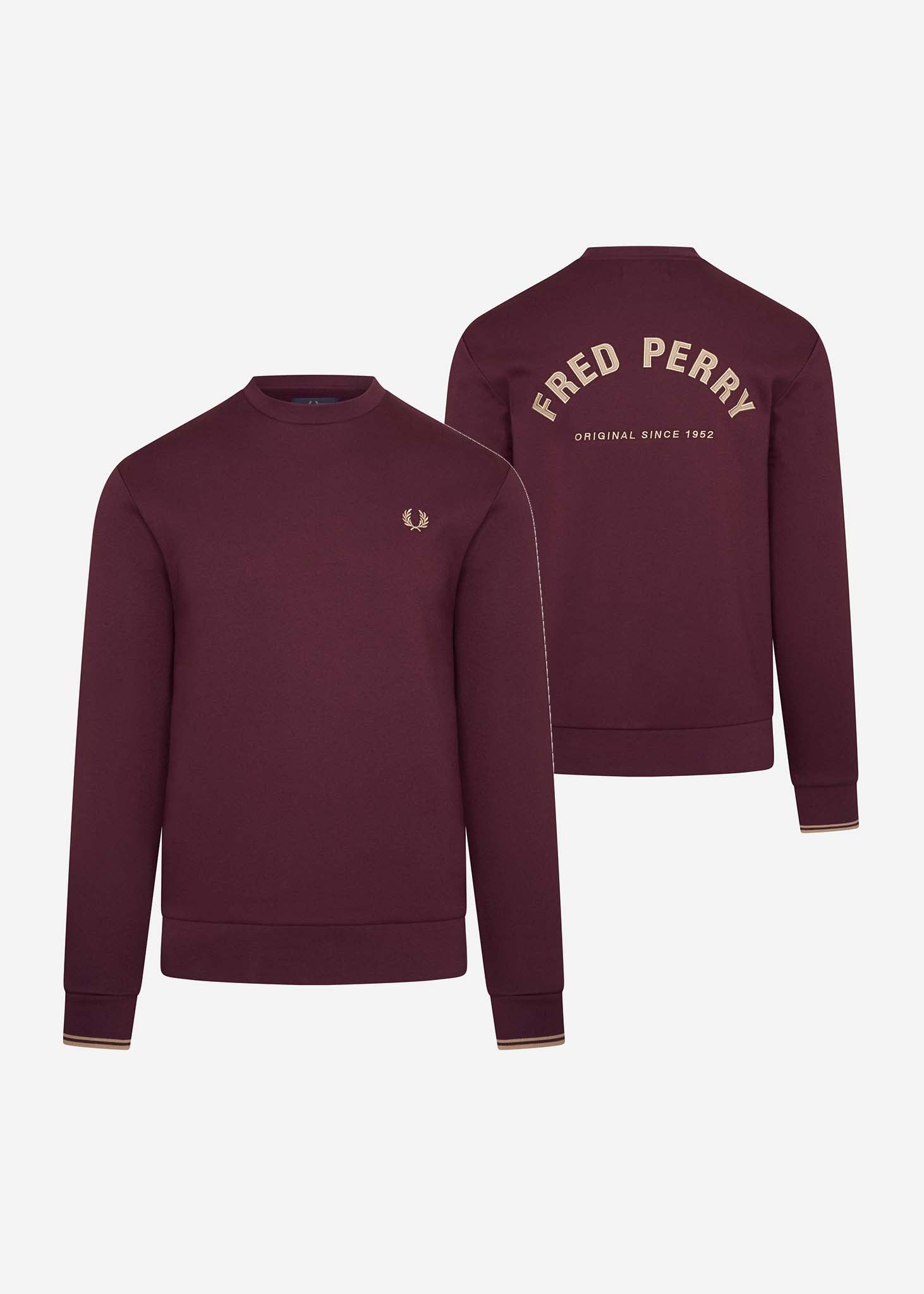 Fred Perry Truien  Fred Perry embroidered sweat - mahogany 