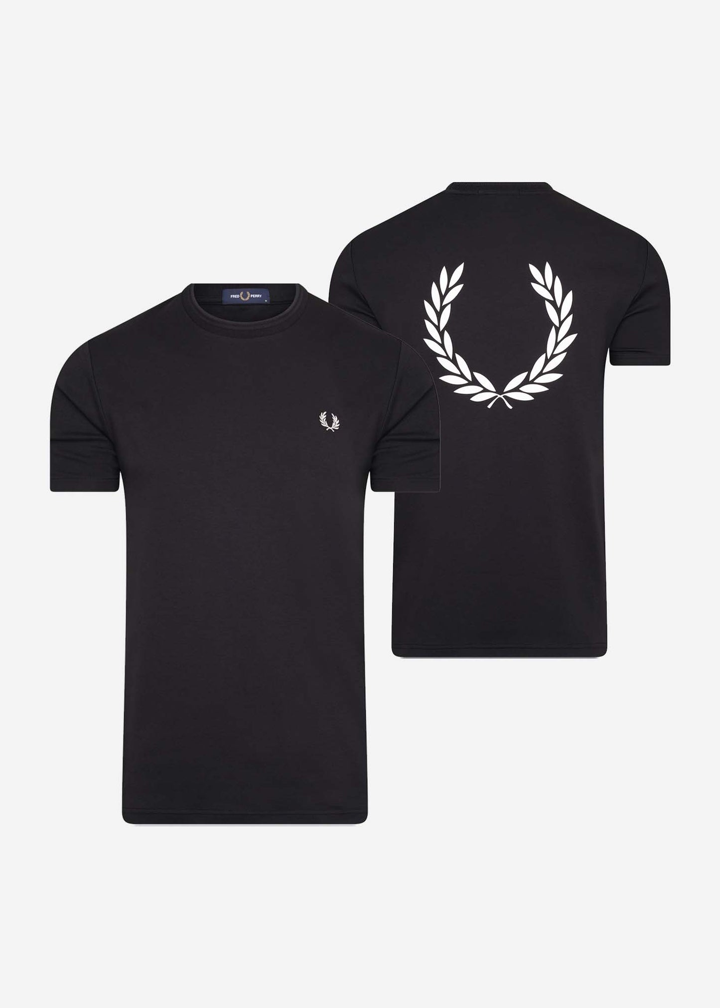 fred perry t-shirt back print logo black