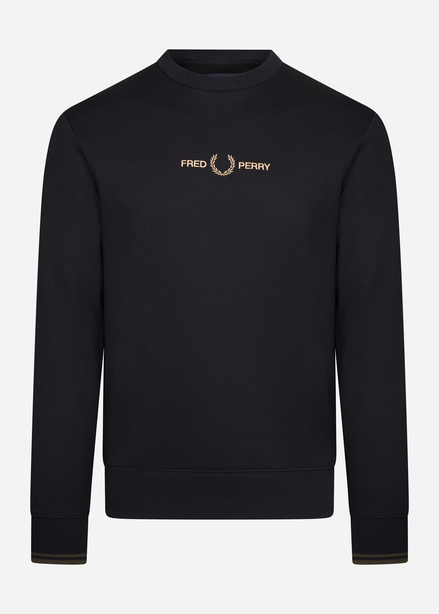 fred perry crewneck sweater black gold