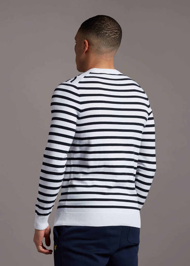 Lyle & Scott Truien  Breton stripe jumper - white