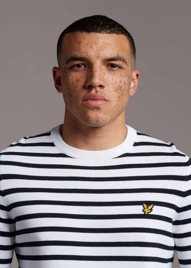 Lyle & Scott Truien  Breton stripe jumper - white