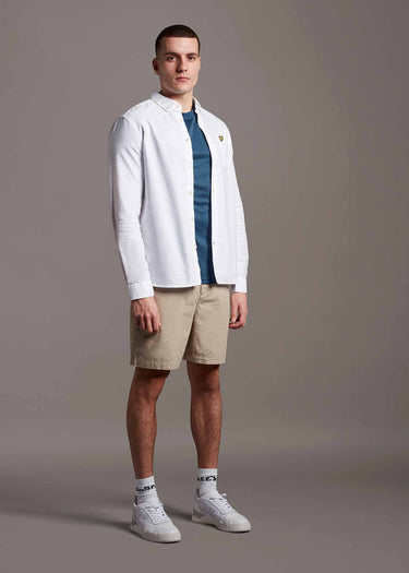 Lyle & Scott Overhemden Light weight oxford shirt ss - white