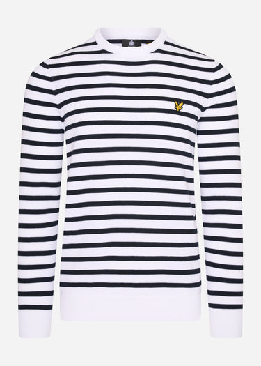 Lyle & Scott Truien  Breton stripe jumper - white