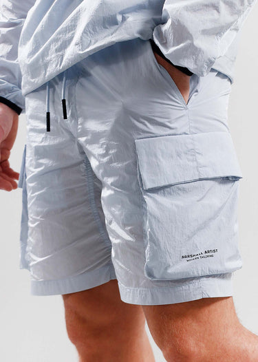 Marshall Artist Korte Broeken Krinkle nylon cargo short - dolphin grey