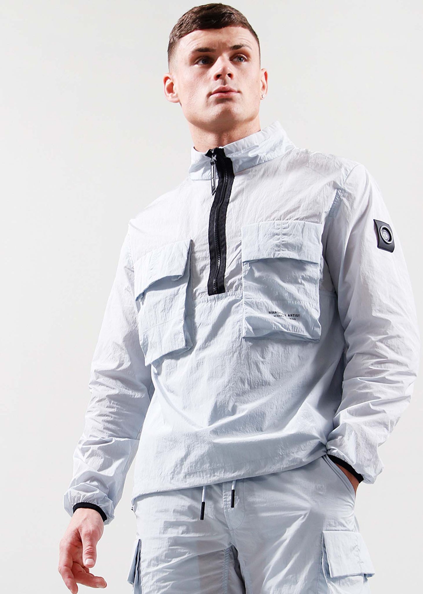 Krinkle nylon half zip - dolphin grey