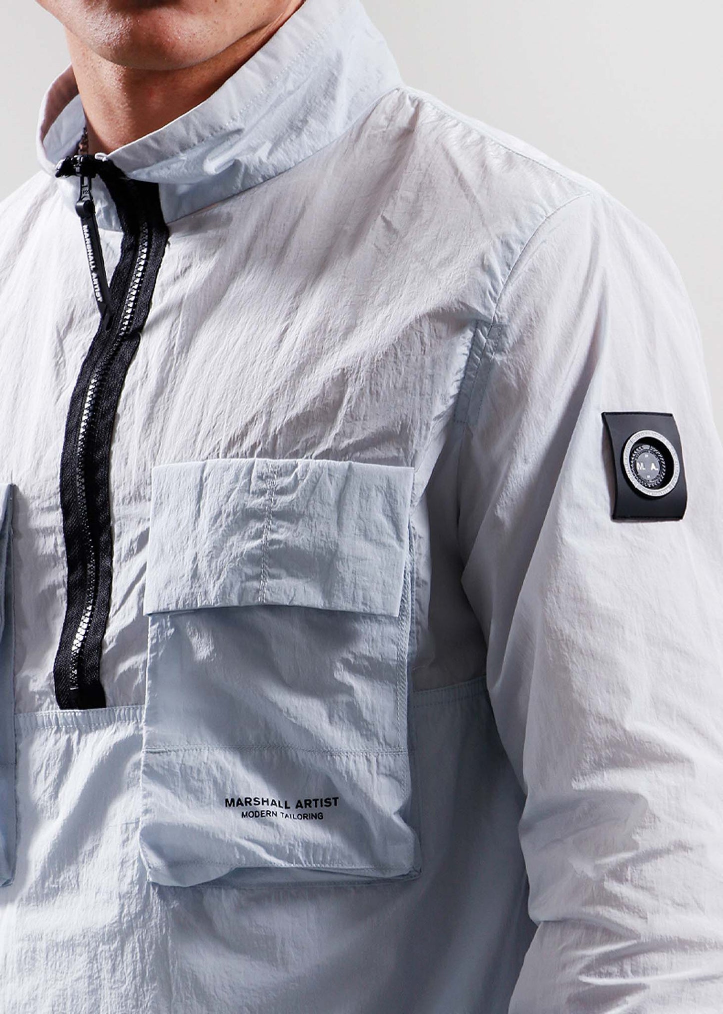 Krinkle nylon half zip - dolphin grey