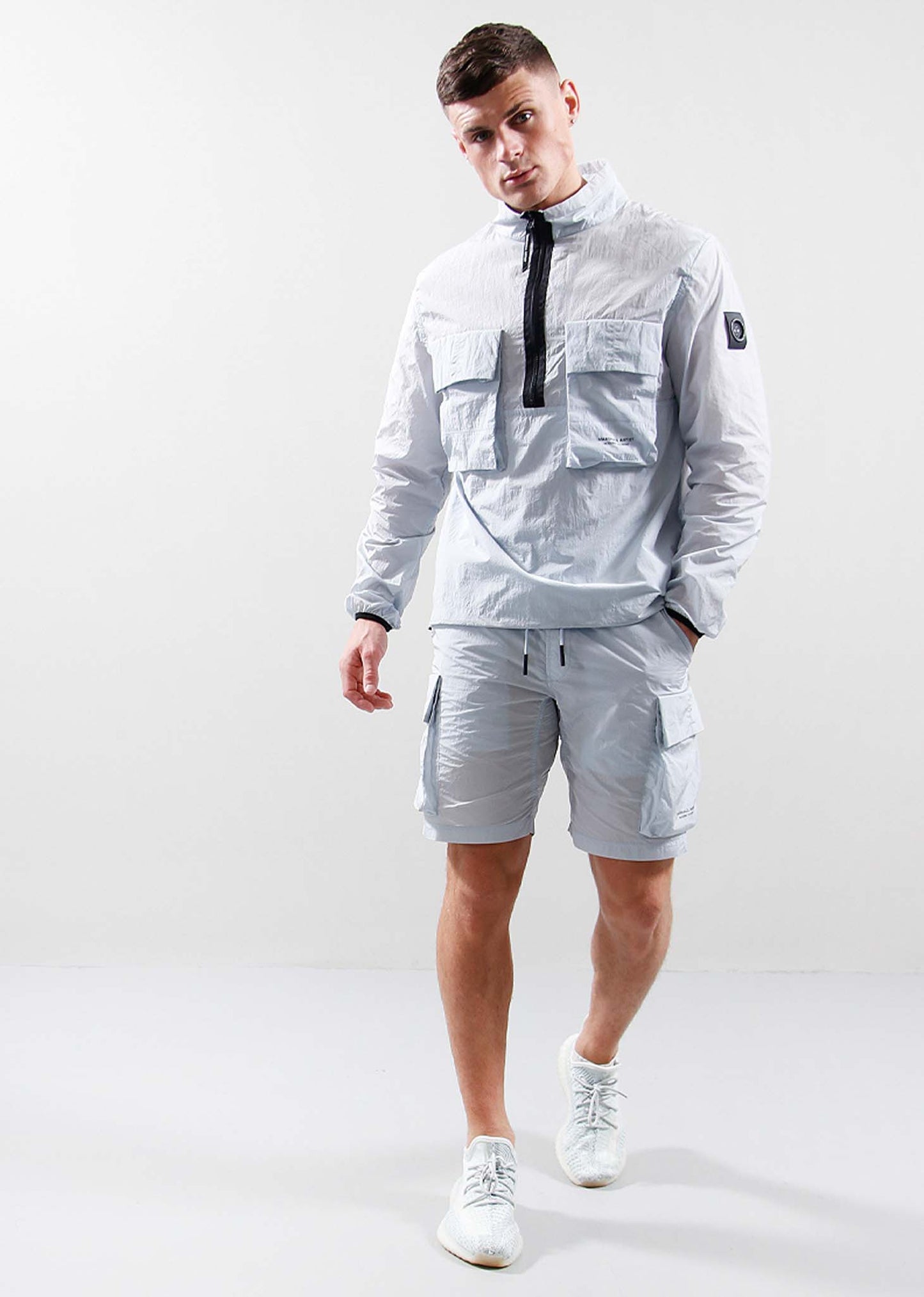 Krinkle nylon half zip - dolphin grey