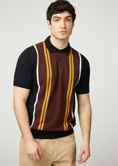 Ben Sherman Polo's  Verticle stripe polo - black 