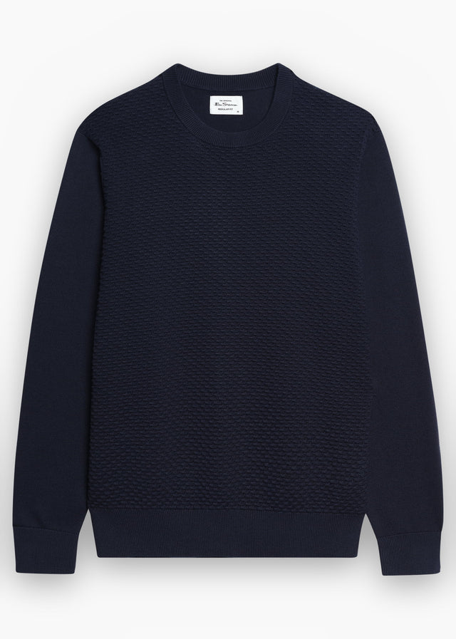 Ben Sherman Truien Texture front crew - dark navy