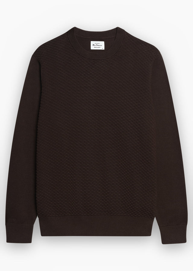 Ben Sherman Truien Texture front crew - dark brown