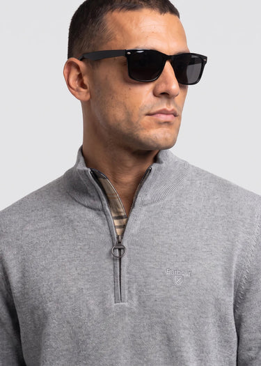 Barbour Truien Barbour cotton half zip knitted jumper - grey marl