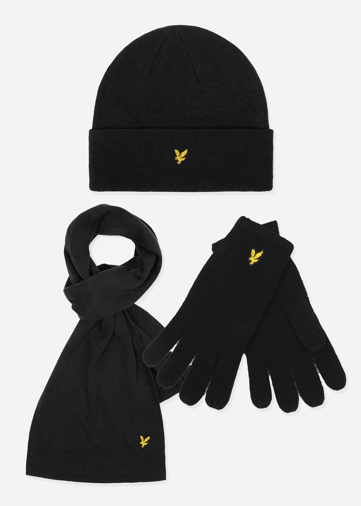 Lyle & Scott Mutsen Beanie, Scarf, Gloves set - true black