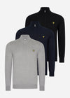 Lyle & Scott Truien 3 Pack cotton merino quarter zip jumper - jet black - dark navy - mid grey marl