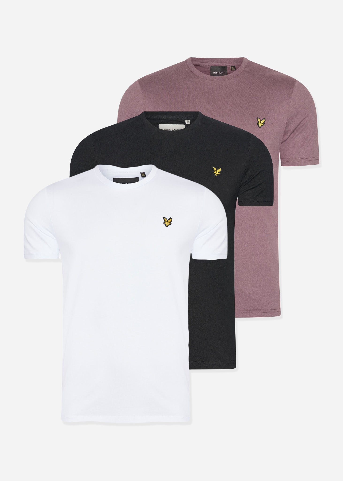 Lyle & Scott T-shirts 3 pack plain t-shirt - jet black - white - highland mauve