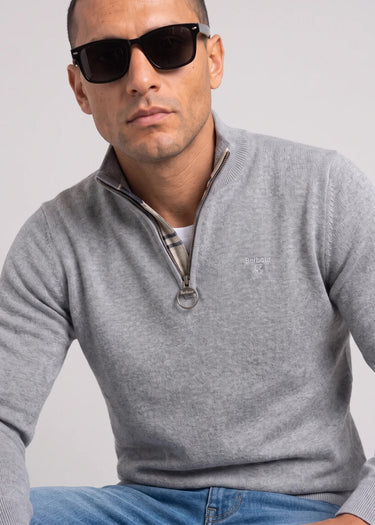 Barbour Truien Barbour cotton half zip knitted jumper - grey marl