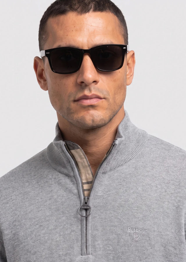 Barbour Truien Barbour cotton half zip knitted jumper - grey marl