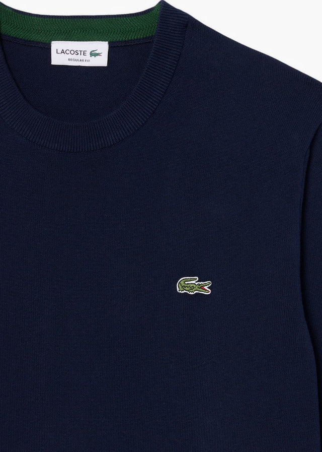 Lacoste Truien Regular fit crew neck sweater - navy blue