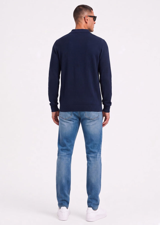Lacoste Longsleeve Polo's Knitted long sleeve polo sweater - navy blue