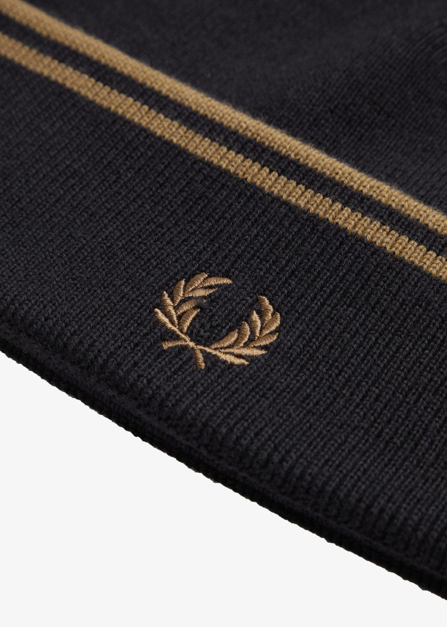 Fred Perry Mutsen  Twin tipped merino wool beanie - black shaded stone shaded stone 