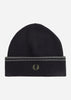 Fred Perry Mutsen  Twin tipped merino wool beanie - black field green 