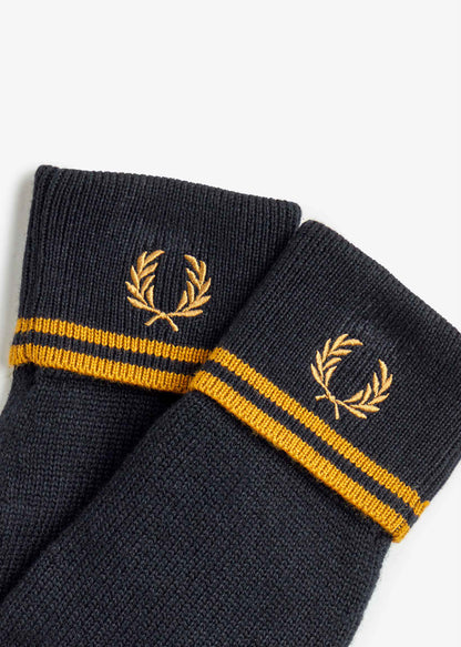 Fred Perry Handschoenen  Twin tipped merino wool gloves - navy dark caramel 